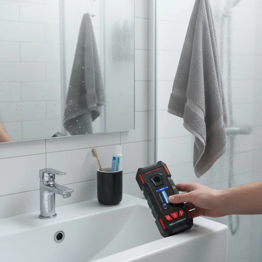 Customer photo of GOTMEET device in a bathroom