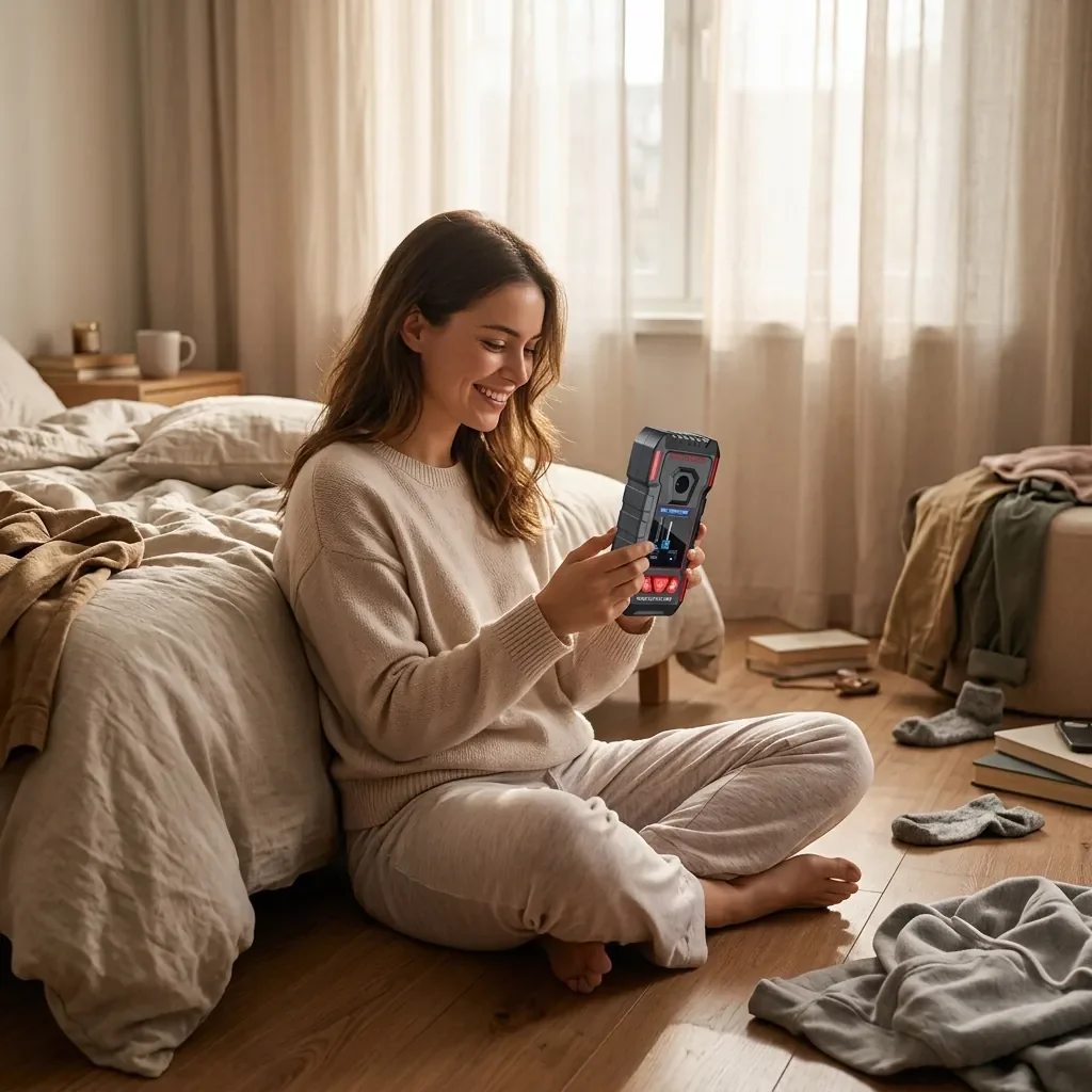 Customer photo of GOTMEET in a cosy bedroom setting